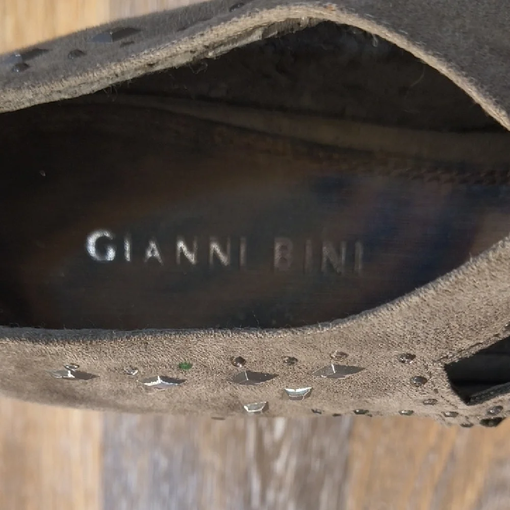 Gianni Bini Charcoal Lace Up Wedges